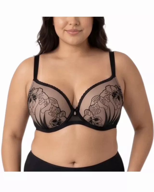 Valencia Mesh Push Up Bra — Black / 38D