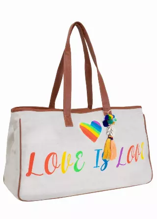 Magid Canvas Slogan Tote "LOVE IS LOVE"
