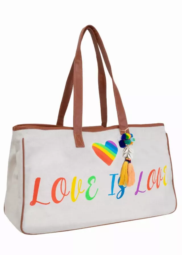 Magid Canvas Slogan Tote "LOVE IS LOVE"