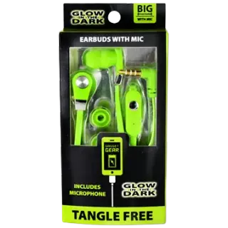 Wired Earbuds Glow in The Dark with Mic - 3 Pieces Per Pack 20614