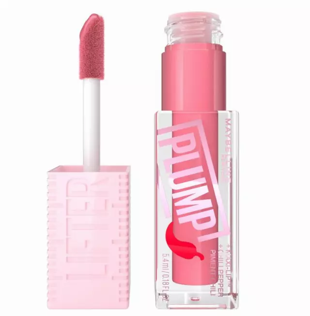 MAYBELLINE Lifter Gloss Lifter Plump, Plumping Lip Gloss with Chili Pepper and 5% Maxi-Lip, Blush Blaze, Sheer Pale Pink, 1 Count