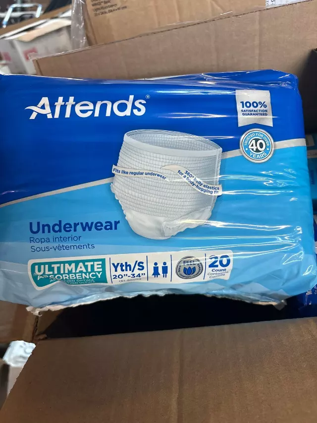 Attends Underwear , Youth Size, Lot of 4 20 Count Packs