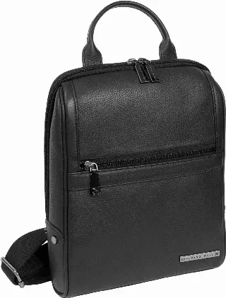 Boarding Pass Gotham 12" Pebble Grain Genuine Leather Messenger Bag - Black