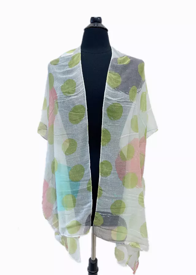 C13 Polka Dots Colorful Spring Kimono — Mint