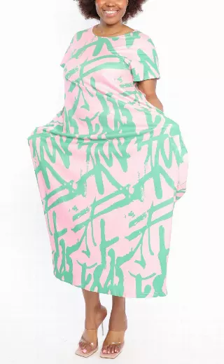 CHH21040 ON SALE!! Print Knit Maxi Dress- One Size (3-PCS PRE-PACK- 4 Colors Available) ($15.00 Each) — 3-Pcs PRE-PACK / BLACK/WHITE