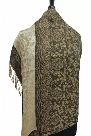 IN105 Pattern Pashmina — Black
