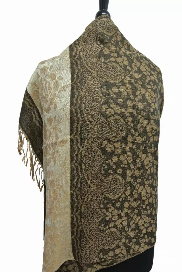 IN105 Pattern Pashmina — Black
