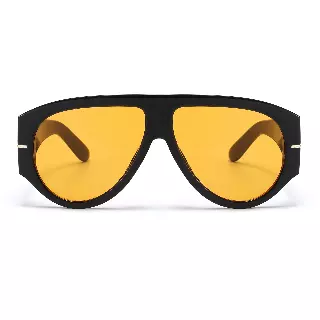 Oversized Tear Drop Visor Sunglasses with Sleek Gold Line Temple Accent P11151