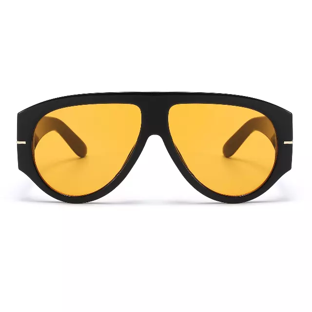 Oversized Tear Drop Visor Sunglasses with Sleek Gold Line Temple Accent P11151