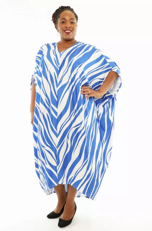 22140 - Royal Blue with White Knit Kaftan - (3 Pcs Pre pack) - $20 Each