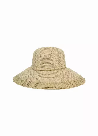Straw Two-Tone Floppy Hat — Natural/Toast