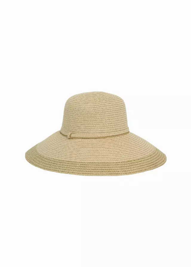 Straw Two-Tone Floppy Hat — Natural/Toast