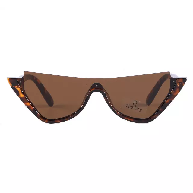 Chic Triangular Cat-Eye Sunglasses with Semi-Rimless Winged Frames TD10757