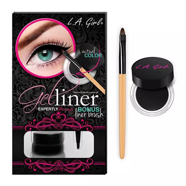 L.A. Girl Gel Liner Kit Very Black, Bonus Liner Brush - Wholesale Pack 12 Units (GEL722)