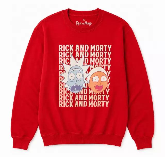 RICK AND MORTY REPEAT CREWNECK RED/WHITE