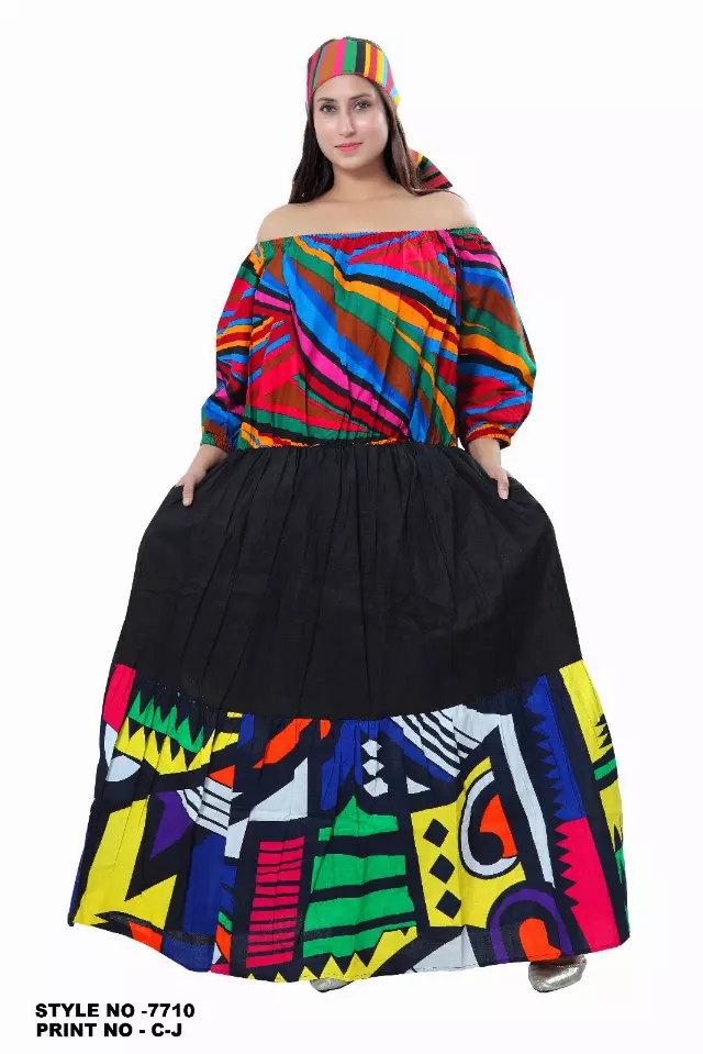 7710 - KillerSALE!!! - Three Tiered Off Shoulder Elastic Waist Dress (3/pk) - Free Size - $10 Each — Concept CJ