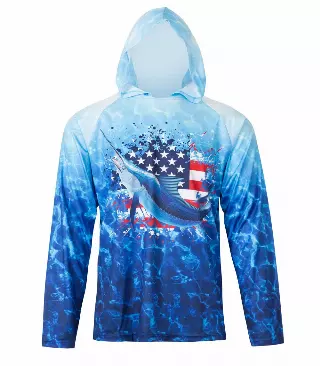 Boys Performance Hoodie Top Fish USA Flag Graphic-7648088