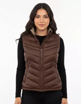 Reversible Quilted Vest — Brown/Beige / S-M-L-XL