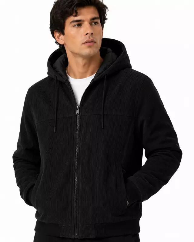 Men's Corduroy Jacket #J85 Camel — Black / S-M-L-XL