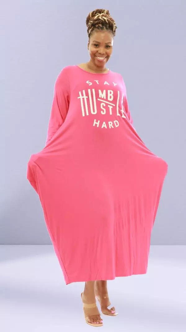 CHH-21065 "Stay Humble Hustle Hard" Maxi Dress - One Size (6-PCS PRE-PACK- 6 Assorted Colors) ($15.00 Each)