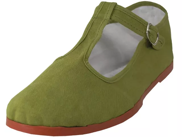 T5-777 - Women's T-Strap Cotton Upper Classic Mary Jane Shoes — Khaki (T5-777-KHAKI) / 6-10 Assorted
