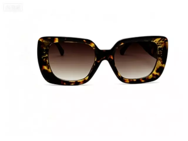 Women's Oversized Square Sunglasses with Wide Temples and Gold Geometric Side Accents P11152