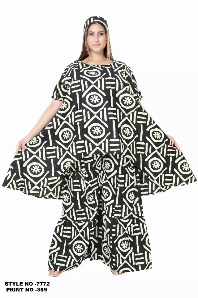 7772A Authentic African Print 2pc Pant Set - $30.00 Each (3 pcs per pack) — Free Size / Print-359