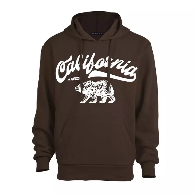 Men’s Pullover Fleece Hoodie with Drawcords and Kangaroo Pockets – CALIFORNIA - Style #MFJ172-1 -$8.50/Unit - 24 PCS/CS - PLEASE SEE DESCRIPTION — Chocolate