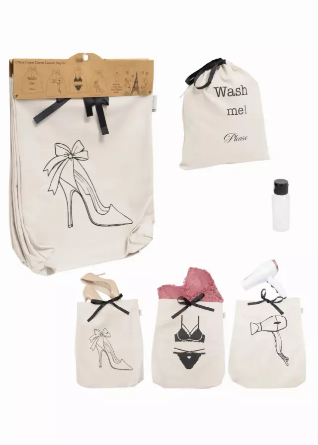 La L'Amour 8oz Cotton Canvas 4PC Laundry Bag Set — 002-NATURAL