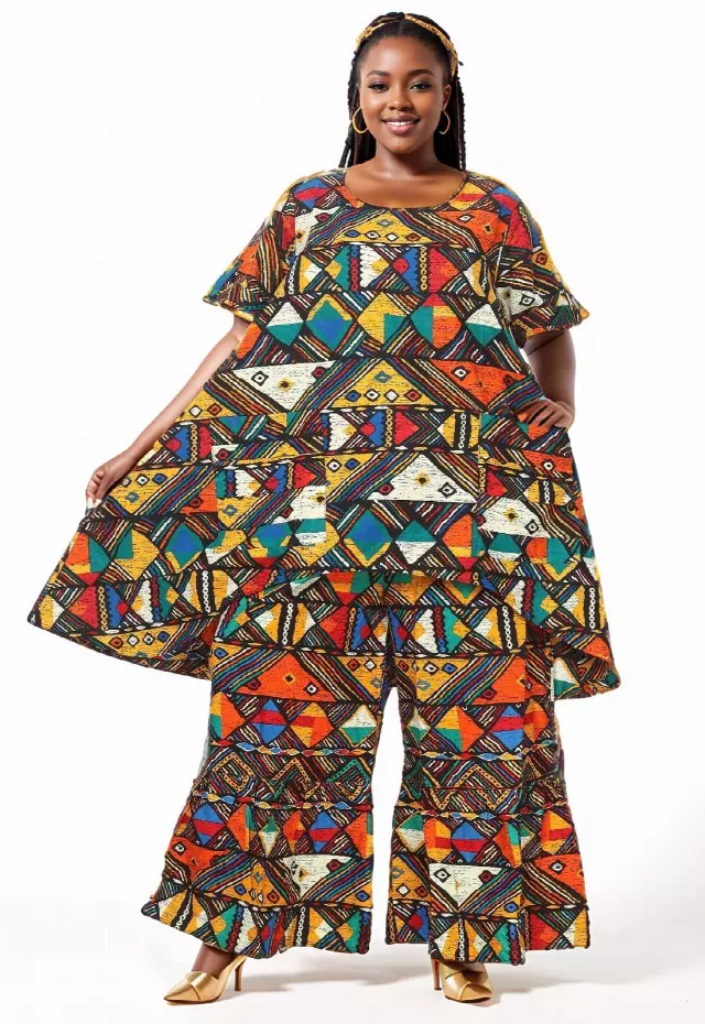 7864 Authentic African Print 2pc Pant Set - $30.00 Each (3 pcs per pack) — Free Size / Print-622