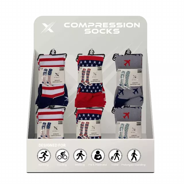 24-PAIRS COMPRESSION SOCKS WITH FREE DISPLAY · SKU XX-DISPLAY-VAD