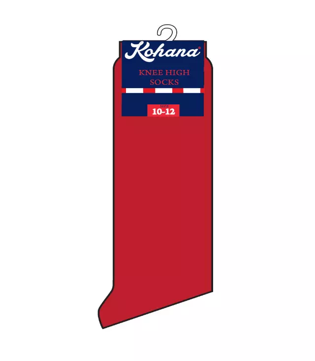Knee High Socks Red - Size: 10-12 - 90916