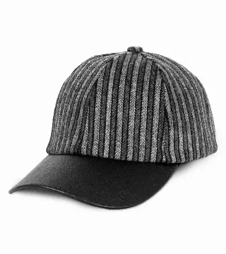 Magid Striped Felt Faux Leather Brim Baseball Cap — GRAY
