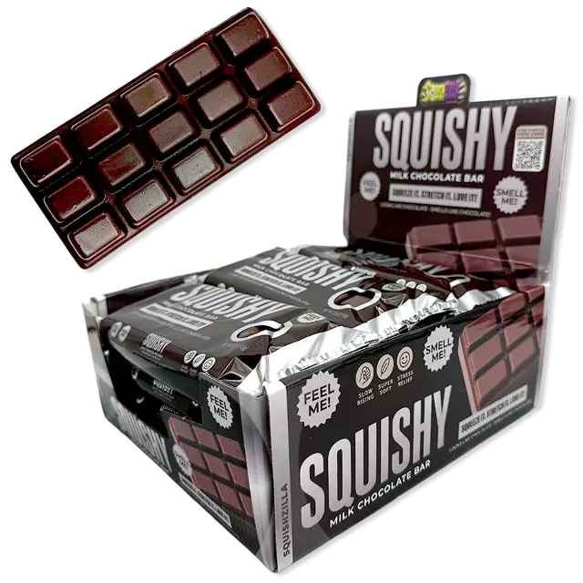 Fun Doh™ SquishZilla™ Slow Rise Scented Squishy Chocolate Bar - 12 Pieces Per Retail Ready Display 26852