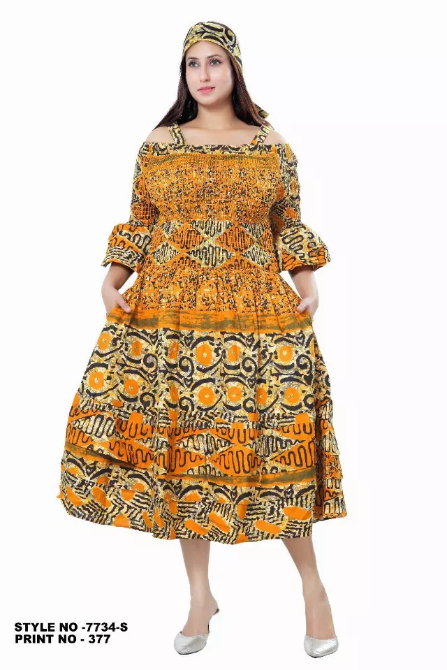 7734 - Off-shoulder Smocked Waist Bell Sleeves Dress - $20.00 Each
