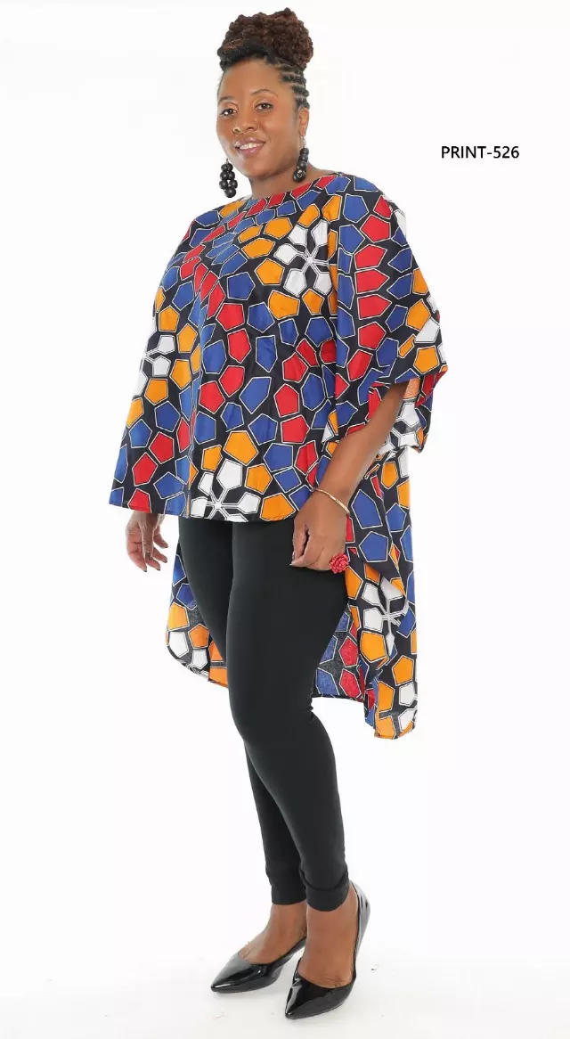 7551- Hi Lo Ankara Print Top (3pcs PRE-PACK) ($18 Each) — One Size / Print-526