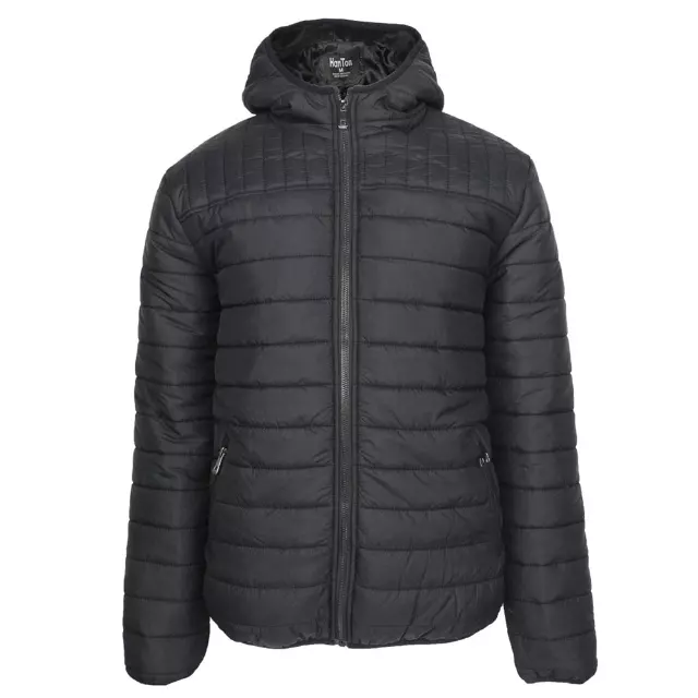 Men’s Full Zip Solid Packable Hooded Puffer Jacket - Style #MFJ148 - $14.00/Unit MINIMUM 12 PCS- PLEASE SEE DESCRIPTION — Black