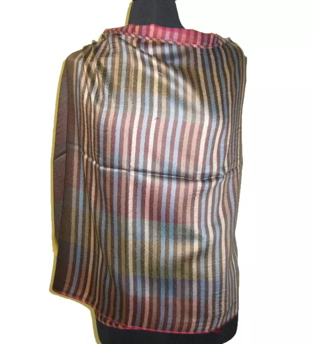 10982 Stripe Design Pashmina — Brown