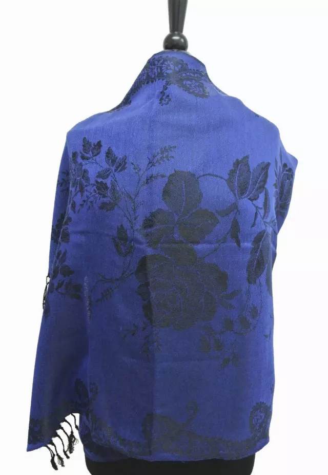 E230 Pattern Pashmina — royal blue