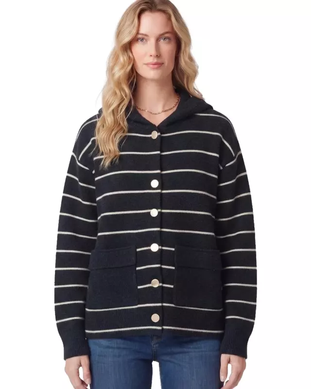 Striped Sweater Jacket #31 — Black/Ivory / S/M - L/XL