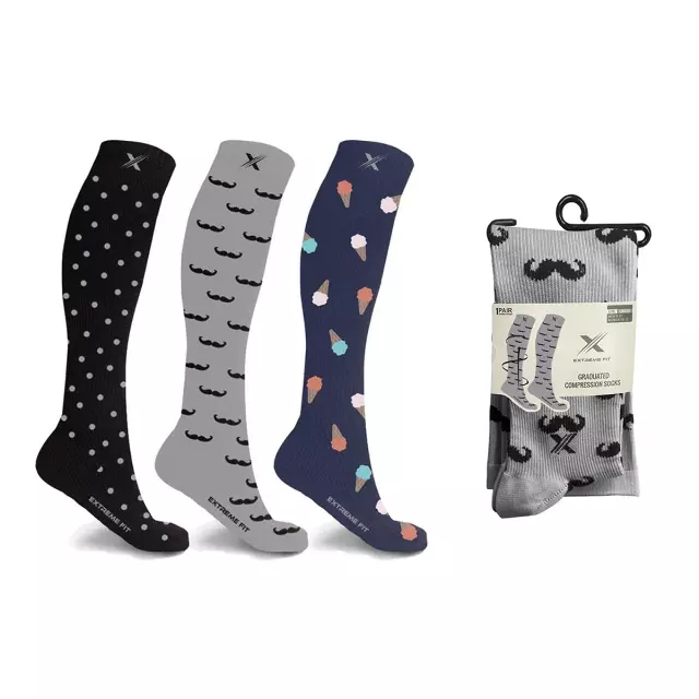 ATHLETIC GRADUATED COMPRESSION SOCKS - 3 ASST STYLES — Small/Medium · SKU EF-3TOLCS-M