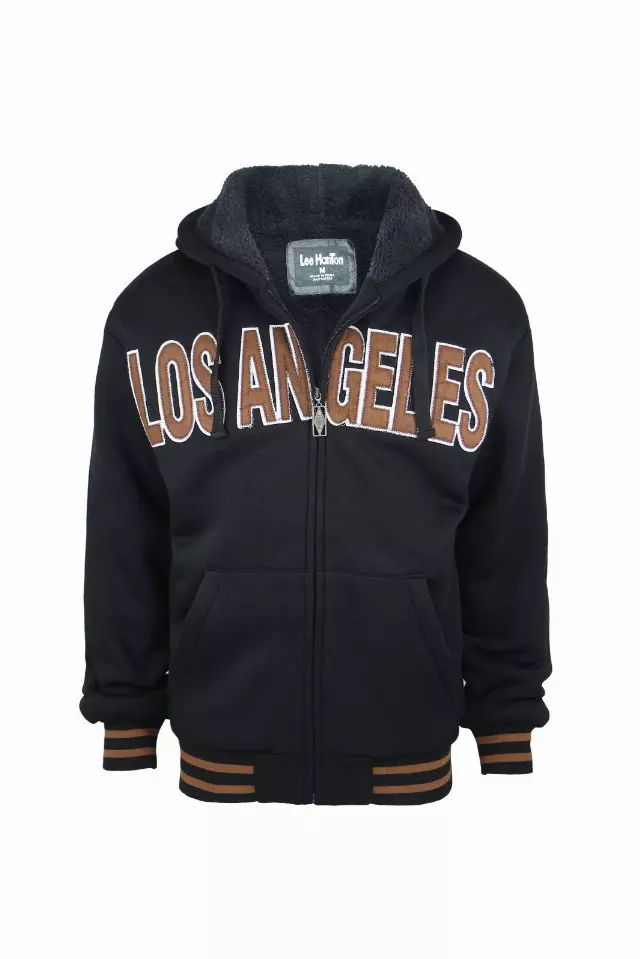 Men's LOS ANGELES Hoodie- Style #MFJ120- $12.90/ Unit — S-2XL (WHOLESALE) / Black