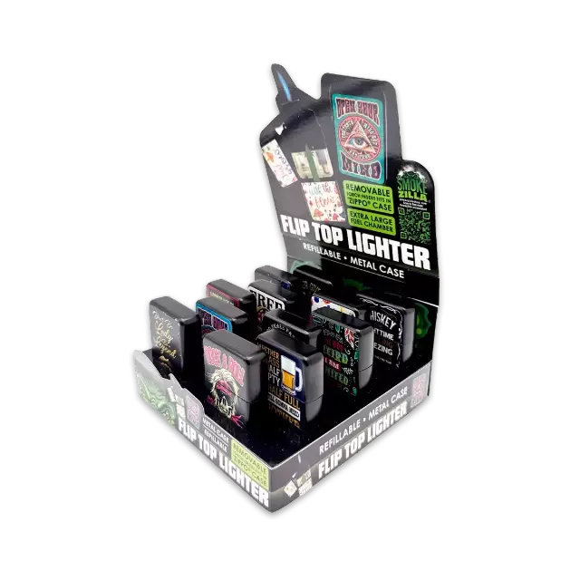 Metal Flip Top Lighter - 12 Pieces Per Retail Ready Display 25279