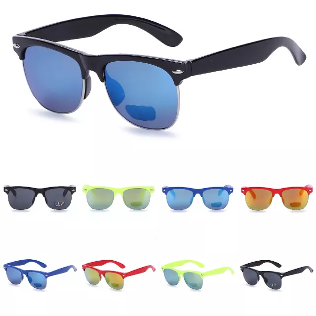 Kids Classic Half-Frame Sunglasses with Vibrant Mirrored Lenses K078
