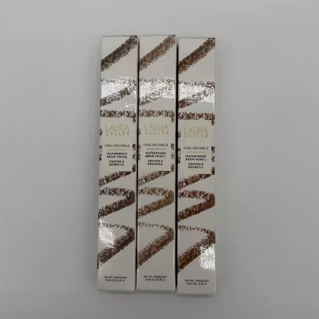 WHOLESALE LAURA GELLER INKCREDIBLE WATERPROOF BROW PENCIL PACKAGE #1 - 3 COLORS ASSORTED - 48 PIECE LOT