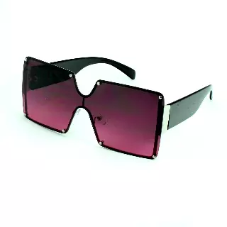 Oversize Square Shield Sunglasses with Studded Lens & Wide Tapered Temples J10509