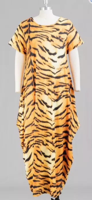 22019 Gold Animal Print Maxi Dress - One Size (3-PCS PRE-PACK) ($20.00 Each)
