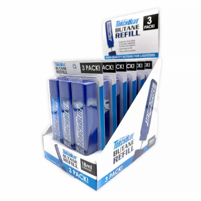 18ML Butane Refill 3 pack - 18 Pieces Per Retail Ready Display 26227