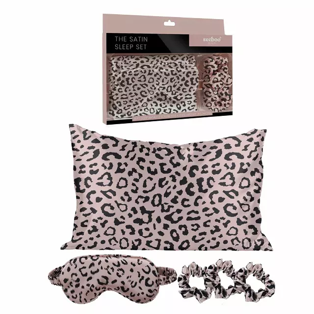 Satin Self Care Sleep Set — Leopard