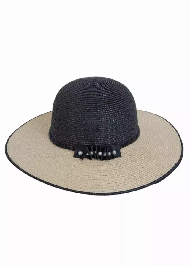 Magid Pearl Color Block Straw Floppy Hat — NATURAL